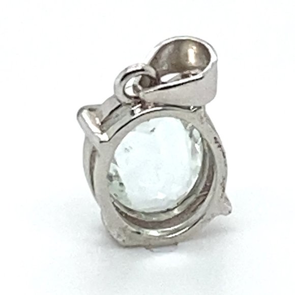 Aquamarine 1.20ct White Gold Finish Solid 925 Sterling Silver Pendant - Picture 5 of 6